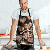Punch The Monkey Apron We Love You Seamless Heart Style Black