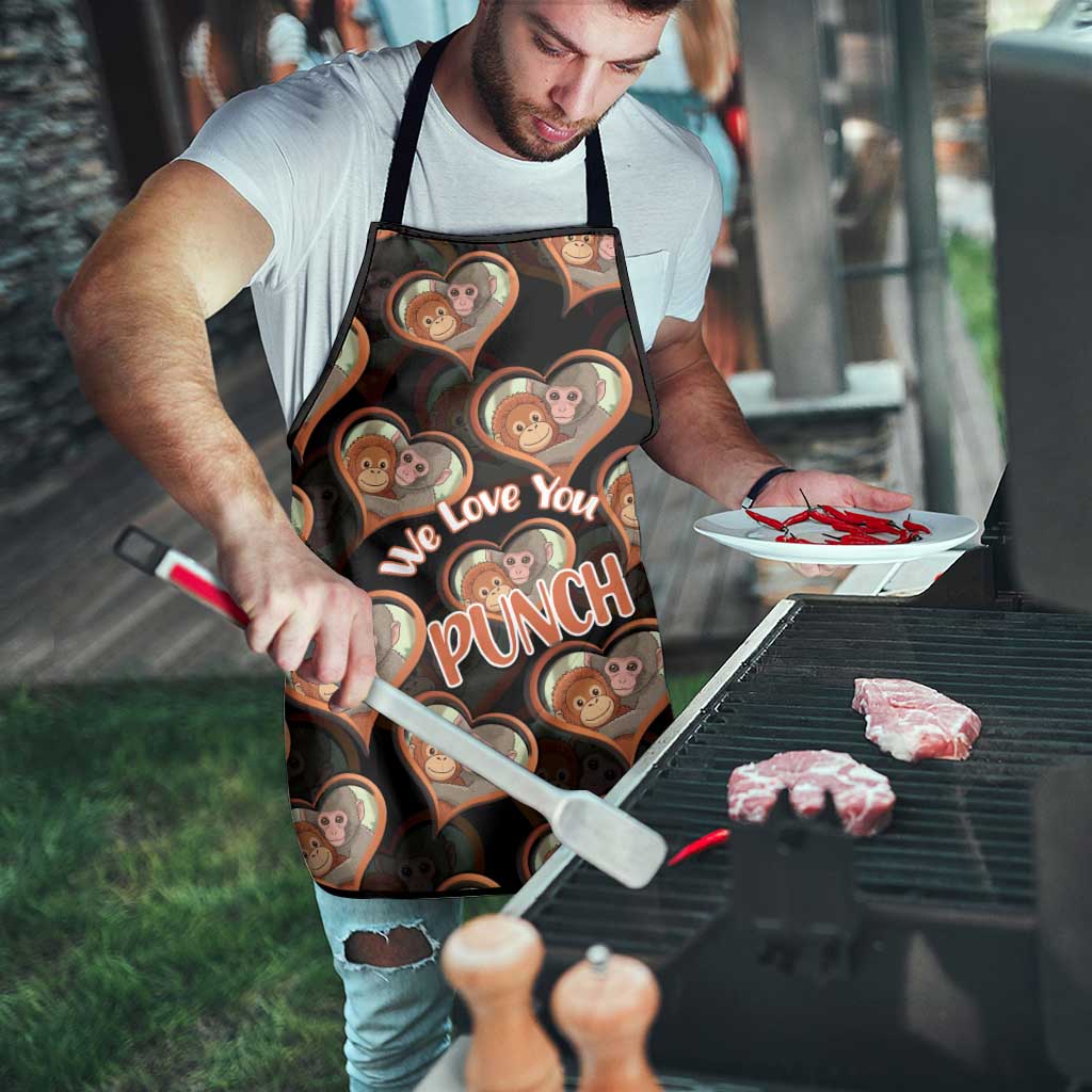Punch The Monkey Apron We Love You Seamless Heart Style Black