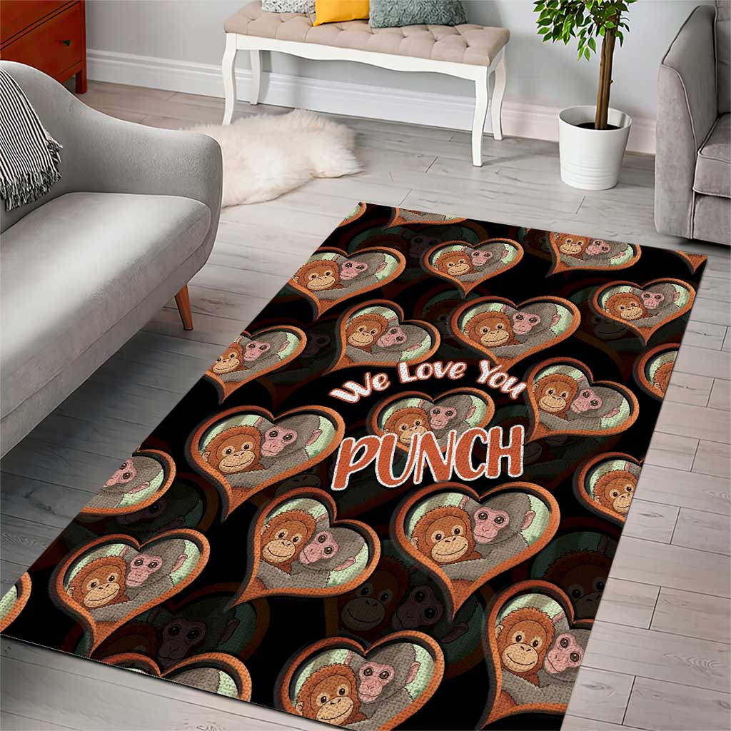 Punch The Monkey Area Rug We Love You Seamless Heart Style Black