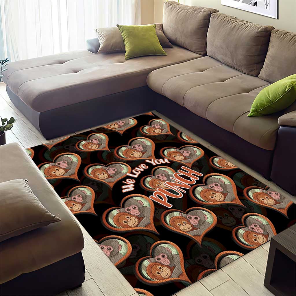Punch The Monkey Area Rug We Love You Seamless Heart Style Black