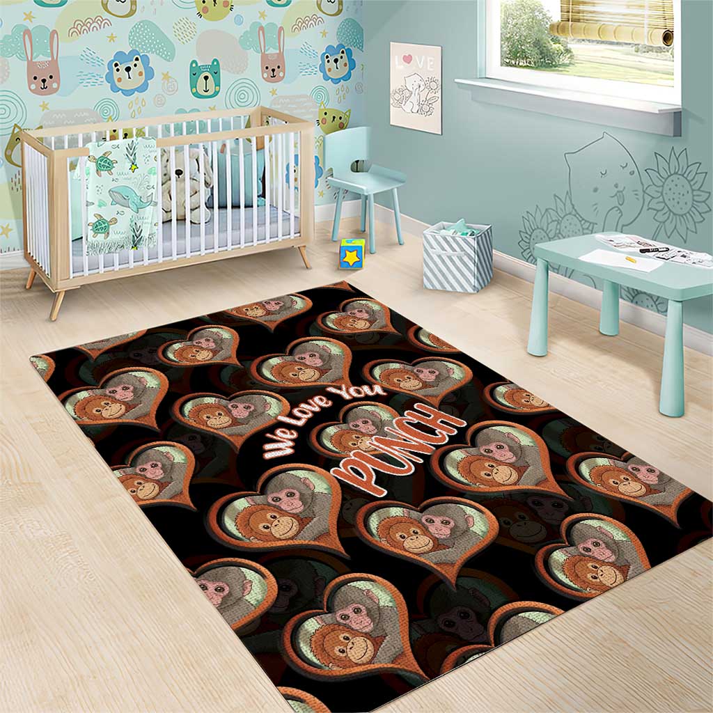 Punch The Monkey Area Rug We Love You Seamless Heart Style Black