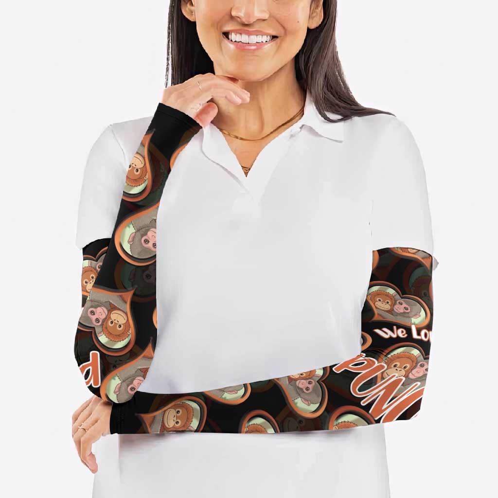 Punch The Monkey Arm Sleeves We Love You Seamless Heart Style Black