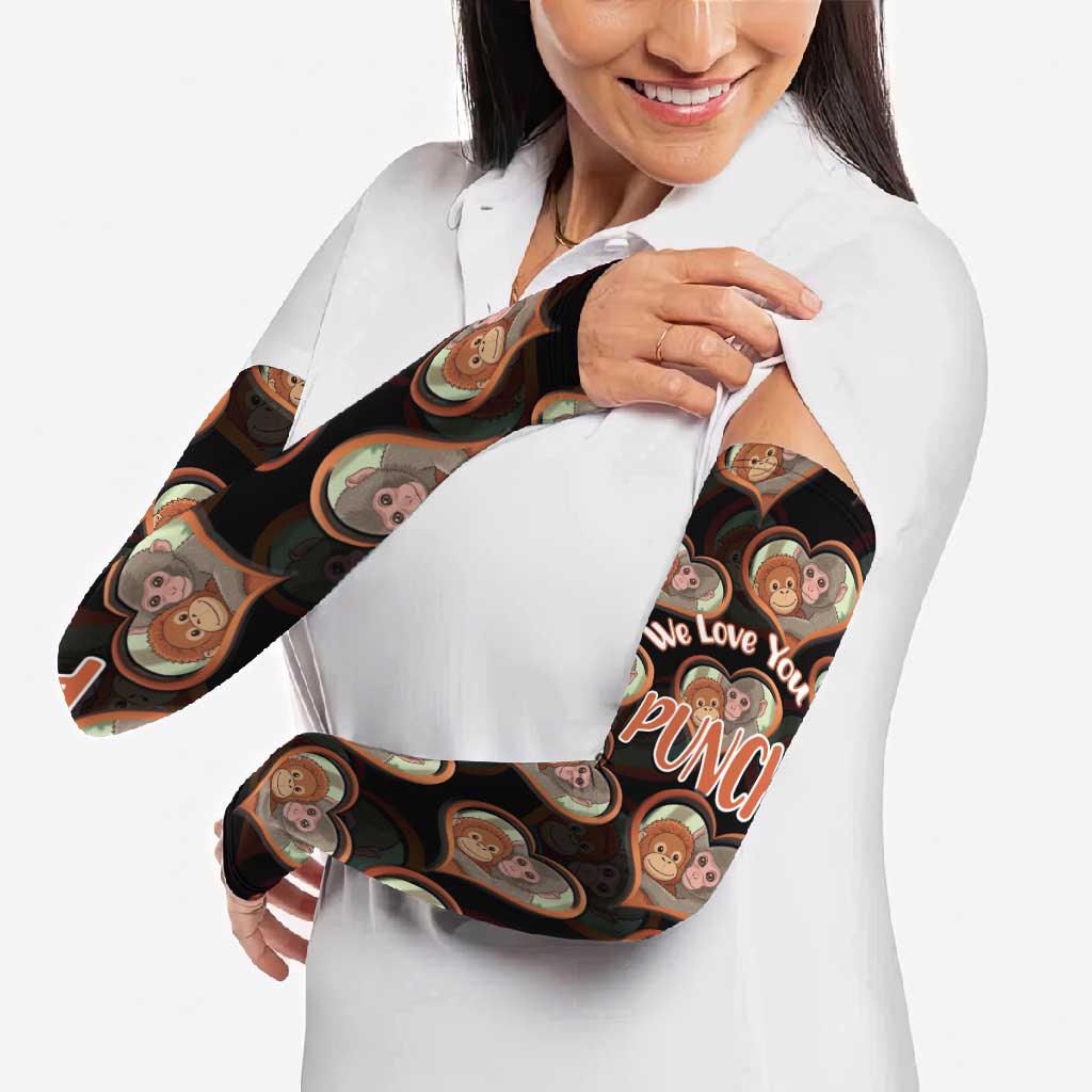 Punch The Monkey Arm Sleeves We Love You Seamless Heart Style Black