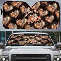 Punch The Monkey Auto Sun Shade We Love You Seamless Heart Style Black