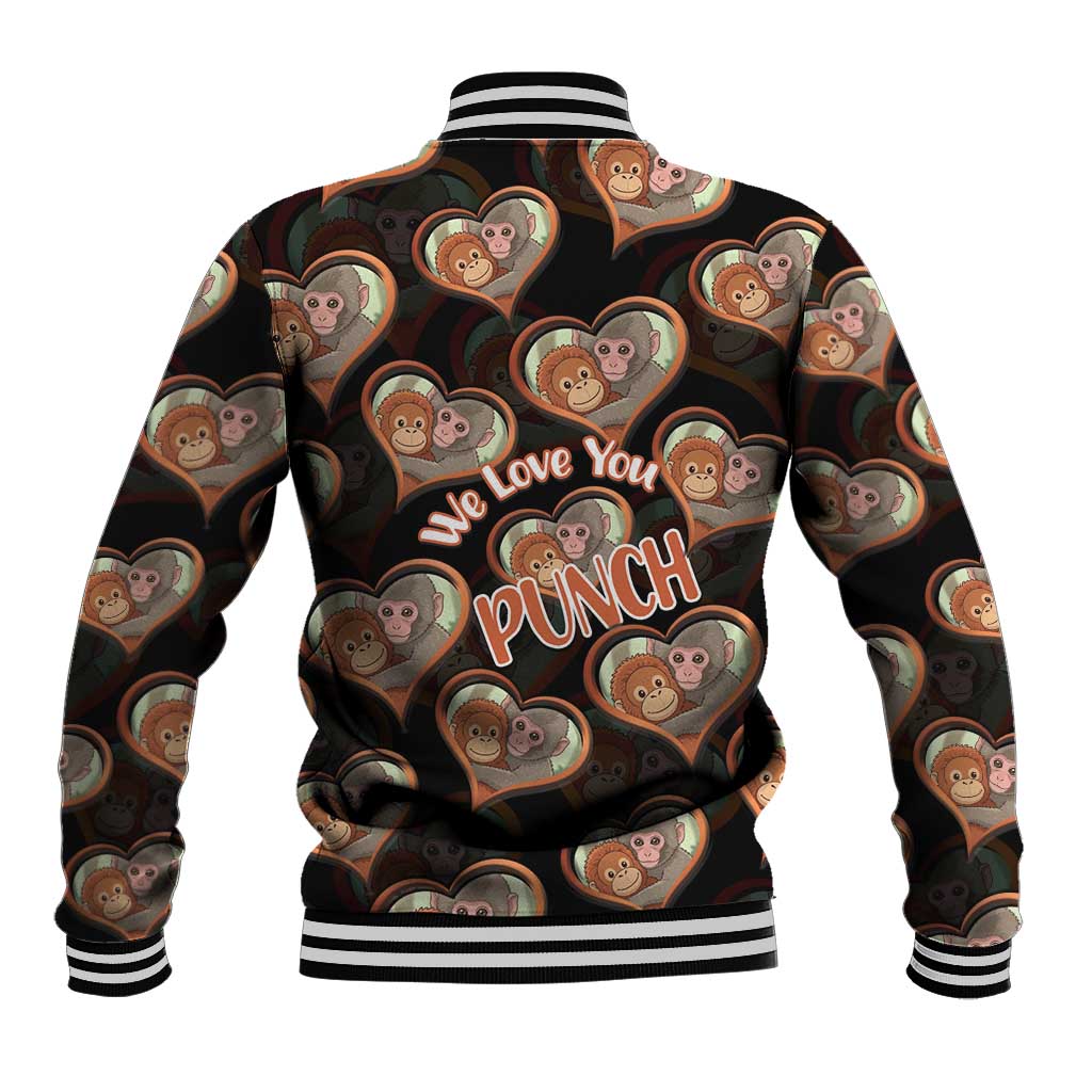 Punch The Monkey Baseball Jacket We Love You Seamless Heart Style Black