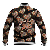 Punch The Monkey Baseball Jacket We Love You Seamless Heart Style Black
