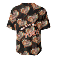 Punch The Monkey Baseball Jersey We Love You Seamless Heart Style Black