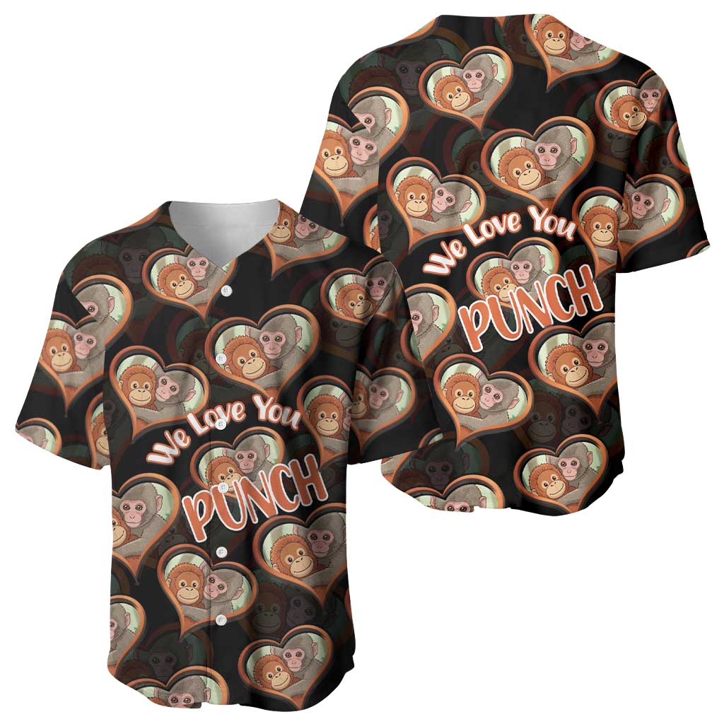Punch The Monkey Baseball Jersey We Love You Seamless Heart Style Black