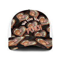 Punch The Monkey Baseball Net Cap We Love You Seamless Heart Style Black