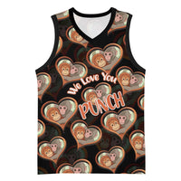 Punch The Monkey Basketball Jersey We Love You Seamless Heart Style Black