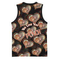 Punch The Monkey Basketball Jersey We Love You Seamless Heart Style Black
