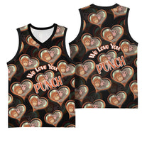 Punch The Monkey Basketball Jersey We Love You Seamless Heart Style Black