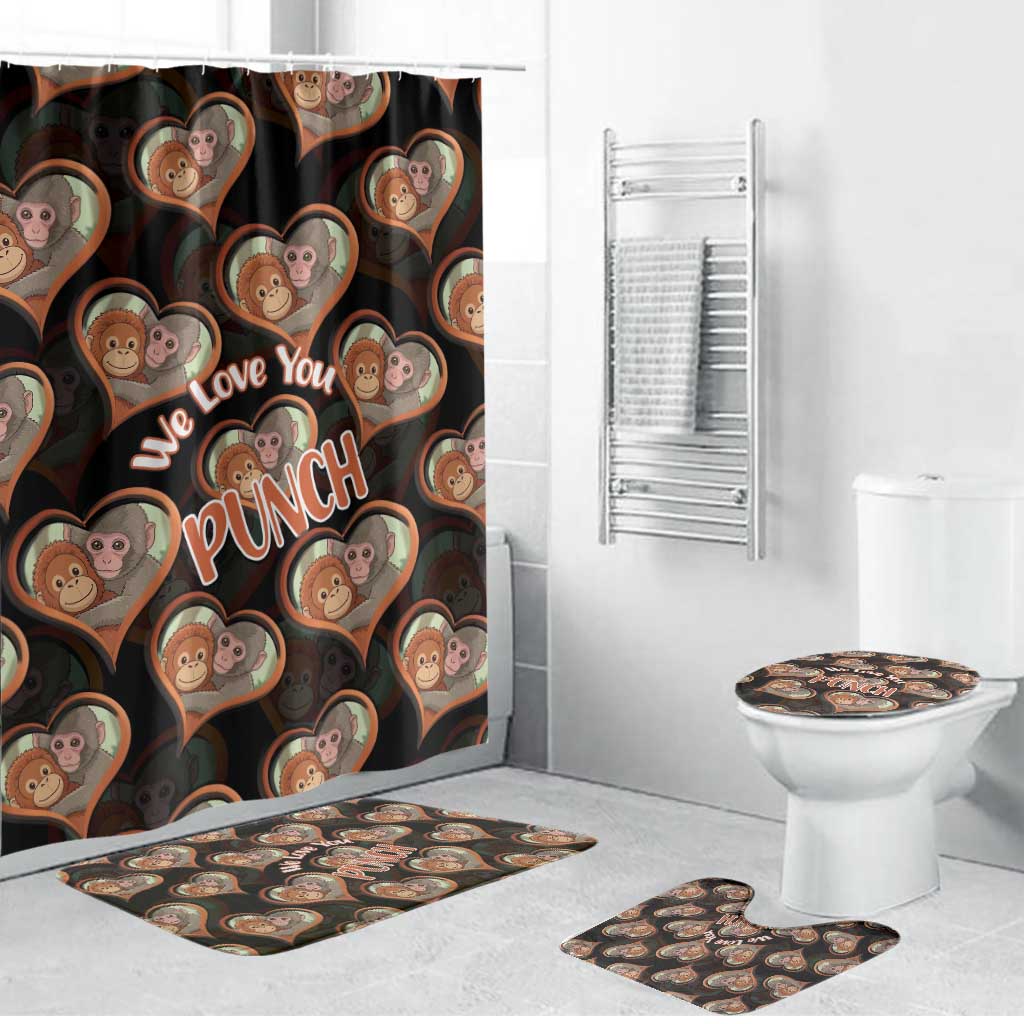 Punch The Monkey Bathroom Set We Love You Seamless Heart Style Black