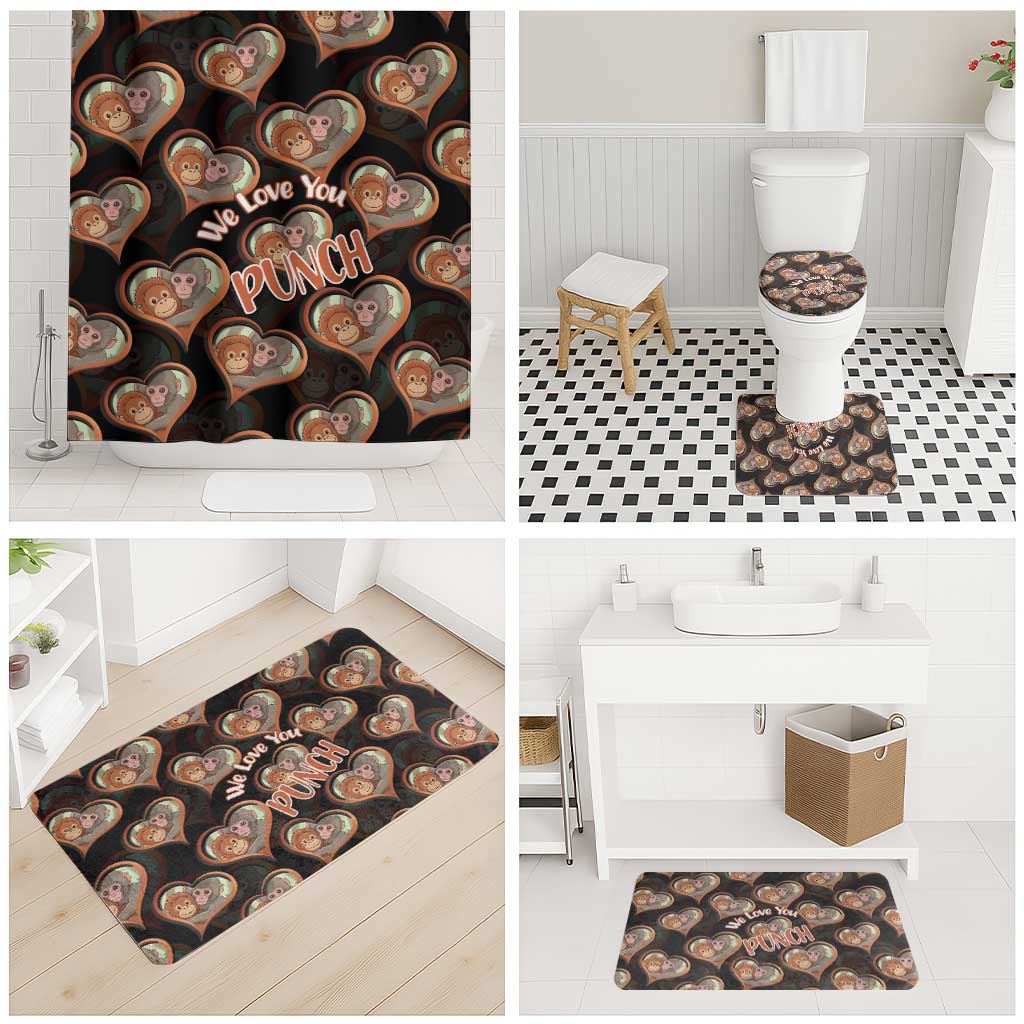Punch The Monkey Bathroom Set We Love You Seamless Heart Style Black