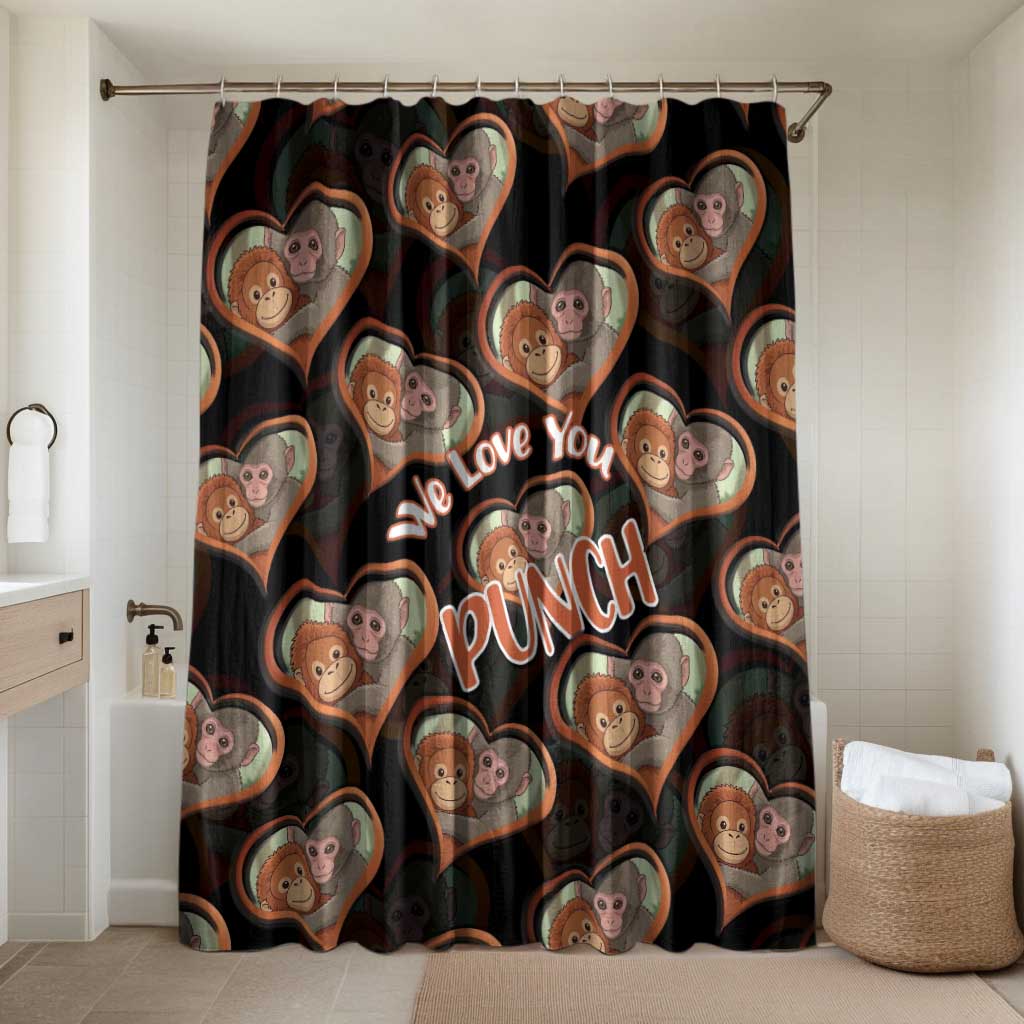 Punch The Monkey Bathroom Set We Love You Seamless Heart Style Black
