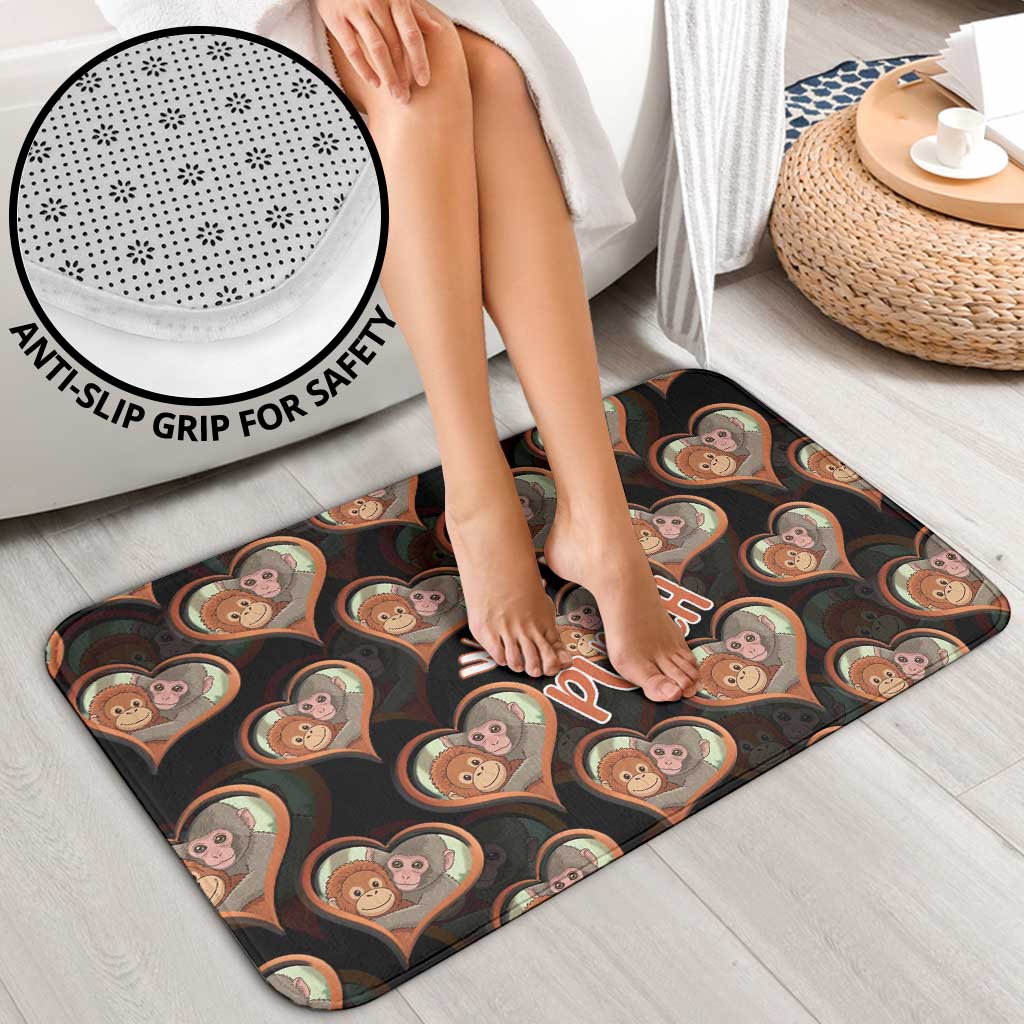 Punch The Monkey Bathroom Set We Love You Seamless Heart Style Black