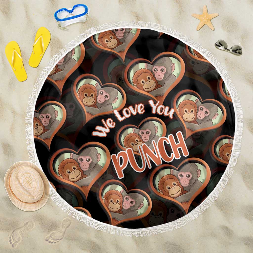 Punch The Monkey Beach Blanket We Love You Seamless Heart Style Black