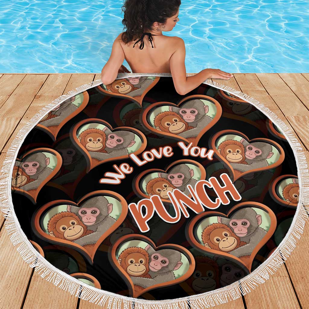 Punch The Monkey Beach Blanket We Love You Seamless Heart Style Black