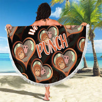 Punch The Monkey Beach Blanket We Love You Seamless Heart Style Black