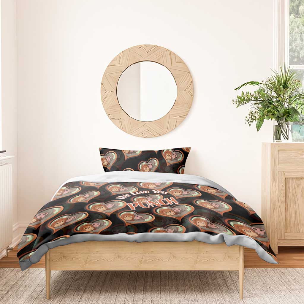 Punch The Monkey Bedding Set We Love You Seamless Heart Style Black