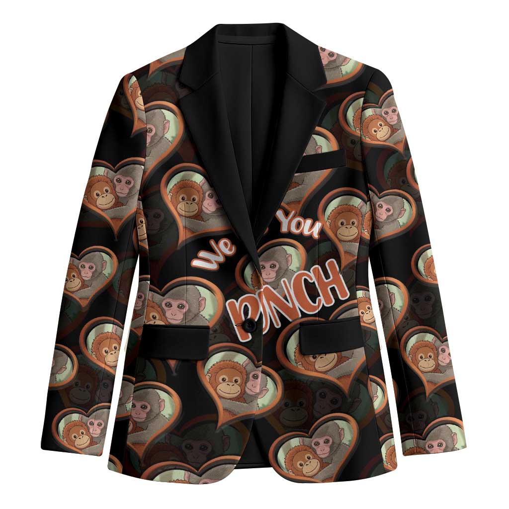 Punch The Monkey Blazer We Love You Seamless Heart Style Black