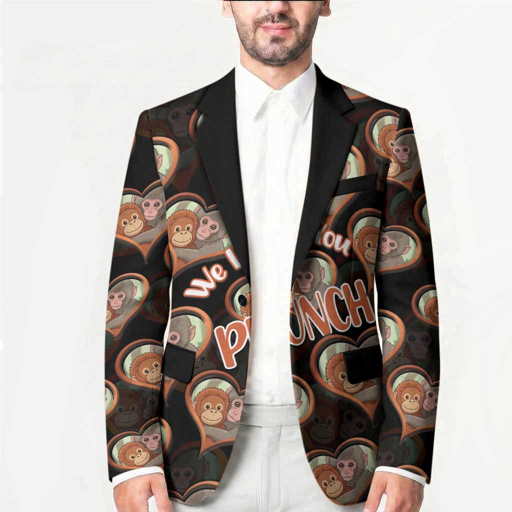 Punch The Monkey Blazer We Love You Seamless Heart Style Black
