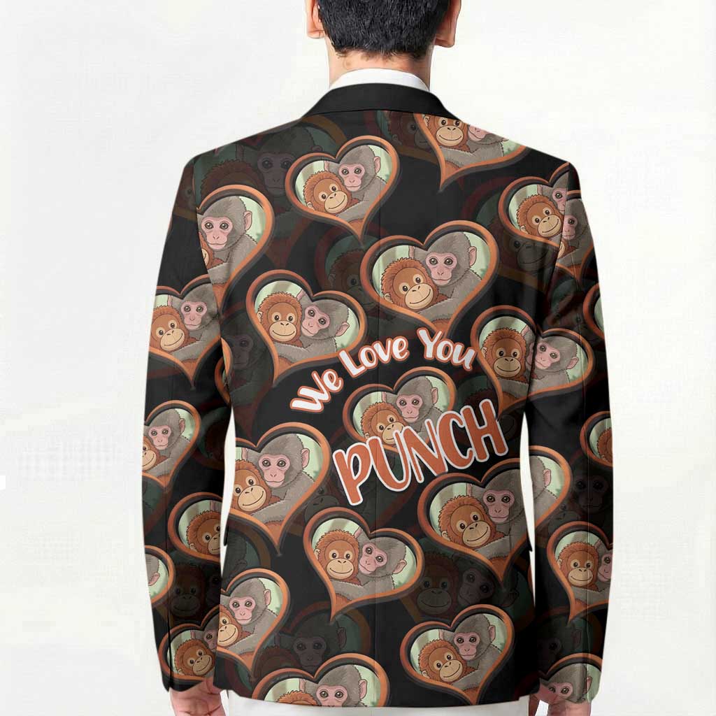 Punch The Monkey Blazer We Love You Seamless Heart Style Black