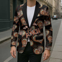 Punch The Monkey Blazer We Love You Seamless Heart Style Black