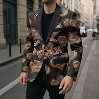Punch The Monkey Blazer We Love You Seamless Heart Style Black