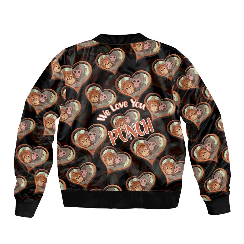 Punch The Monkey Bomber Jacket We Love You Seamless Heart Style Black