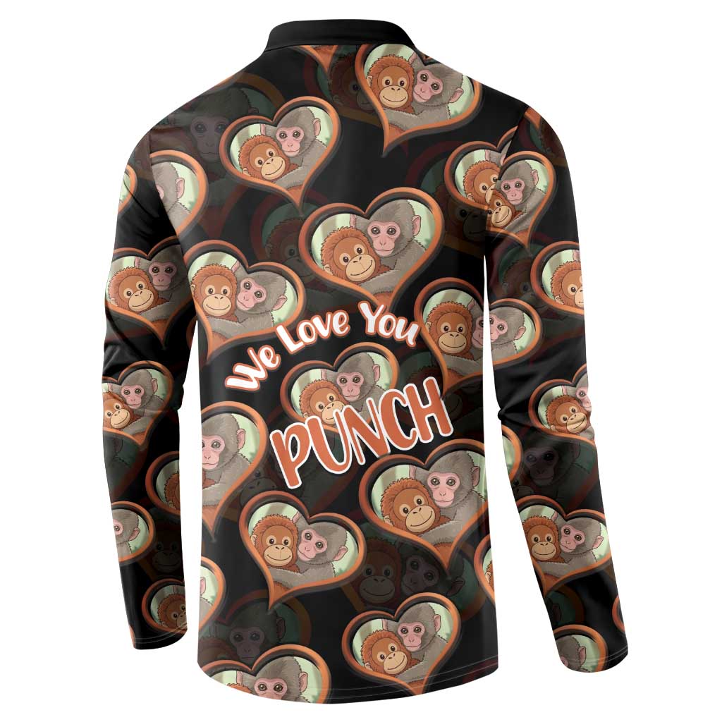 Punch The Monkey Button Sweatshirt We Love You Seamless Heart Style Black
