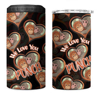 Punch The Monkey 4 in 1 Can Cooler Tumbler We Love You Seamless Heart Style Black