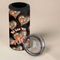 Punch The Monkey 4 in 1 Can Cooler Tumbler We Love You Seamless Heart Style Black