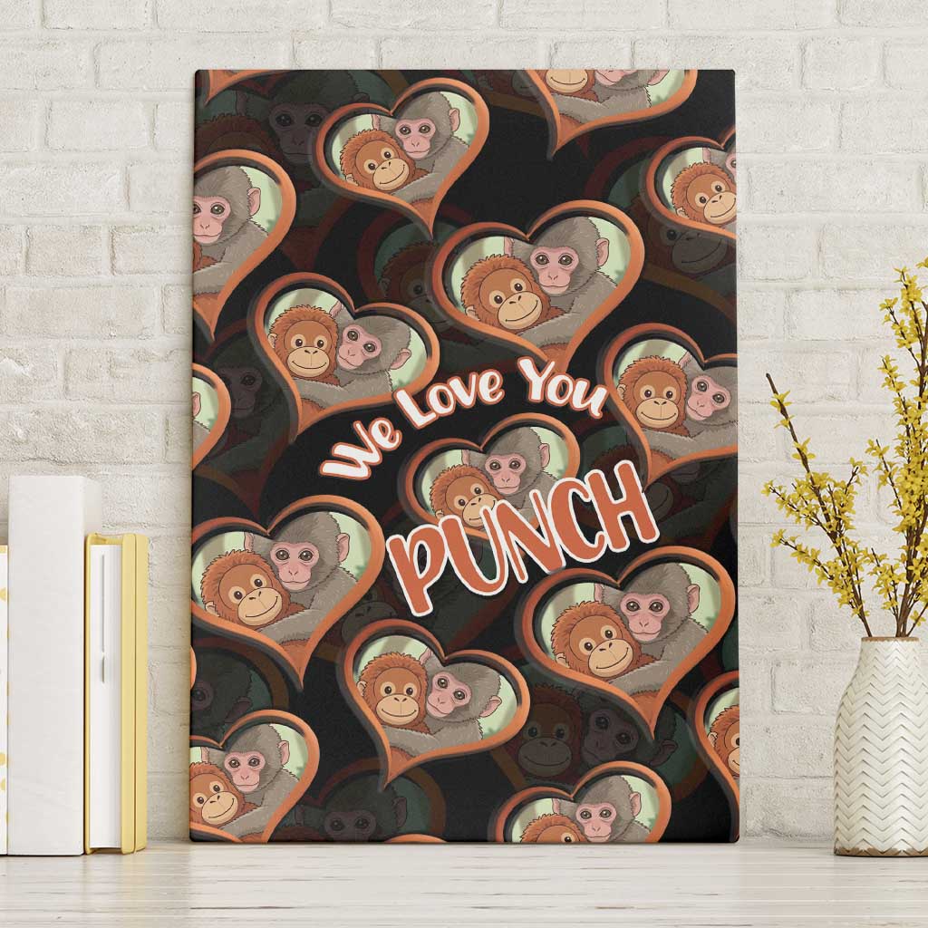 Punch The Monkey Canvas Wall Art We Love You Seamless Heart Style Black
