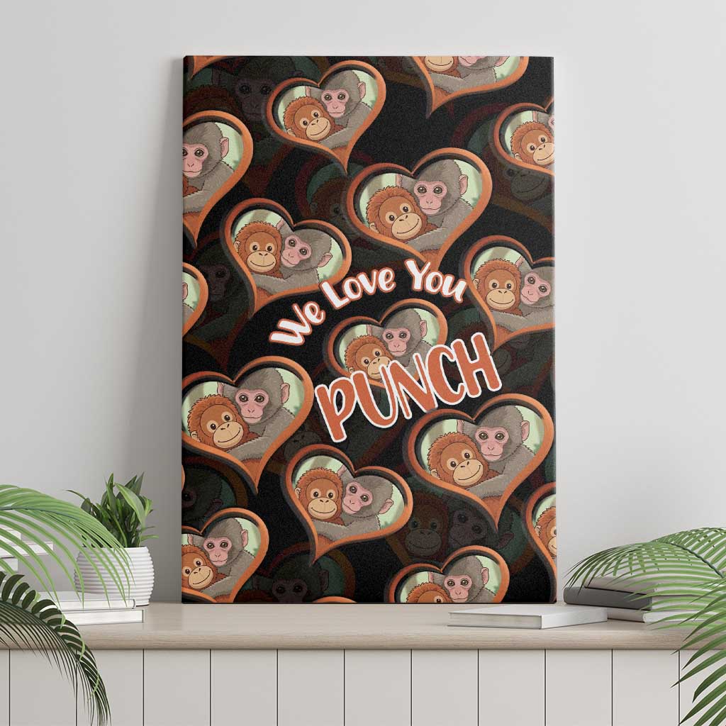Punch The Monkey Canvas Wall Art We Love You Seamless Heart Style Black