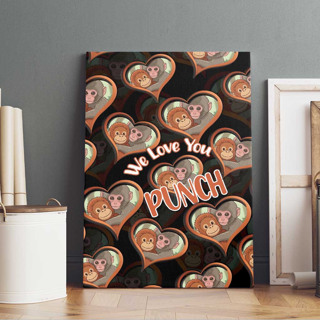 Punch The Monkey Canvas Wall Art We Love You Seamless Heart Style Black