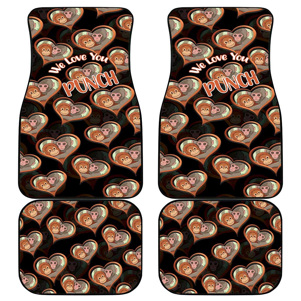 Punch The Monkey Car Mats We Love You Seamless Heart Style Black