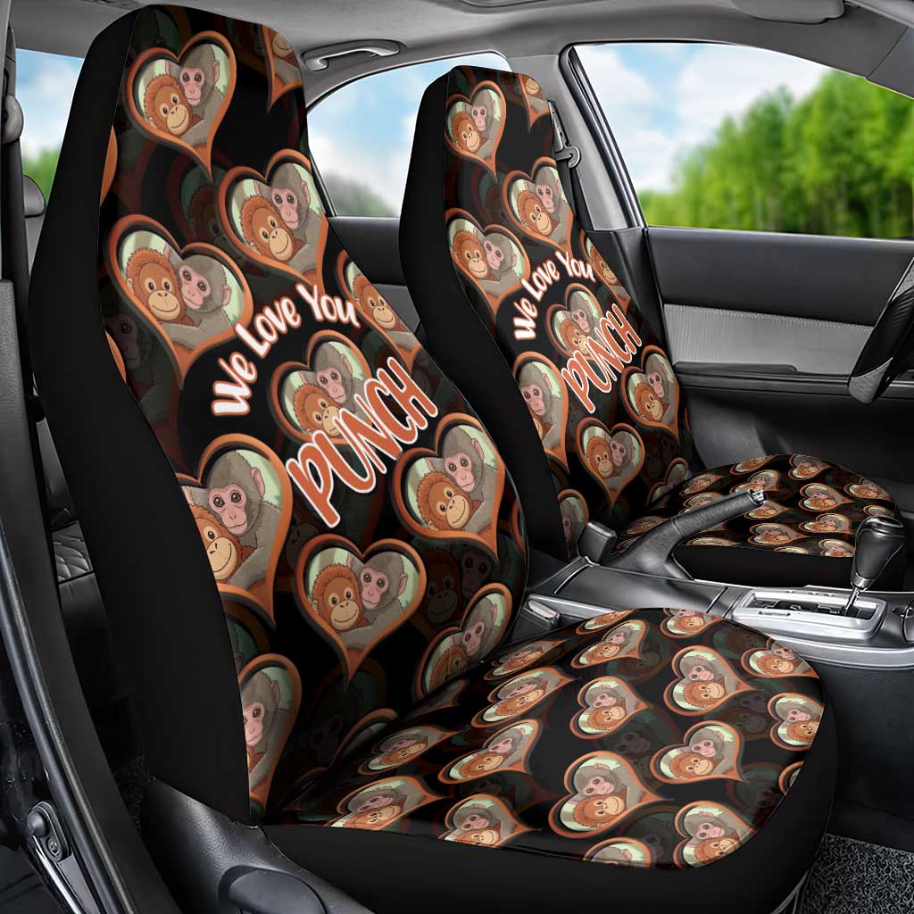 Punch The Monkey Car Seat Cover We Love You Seamless Heart Style Black