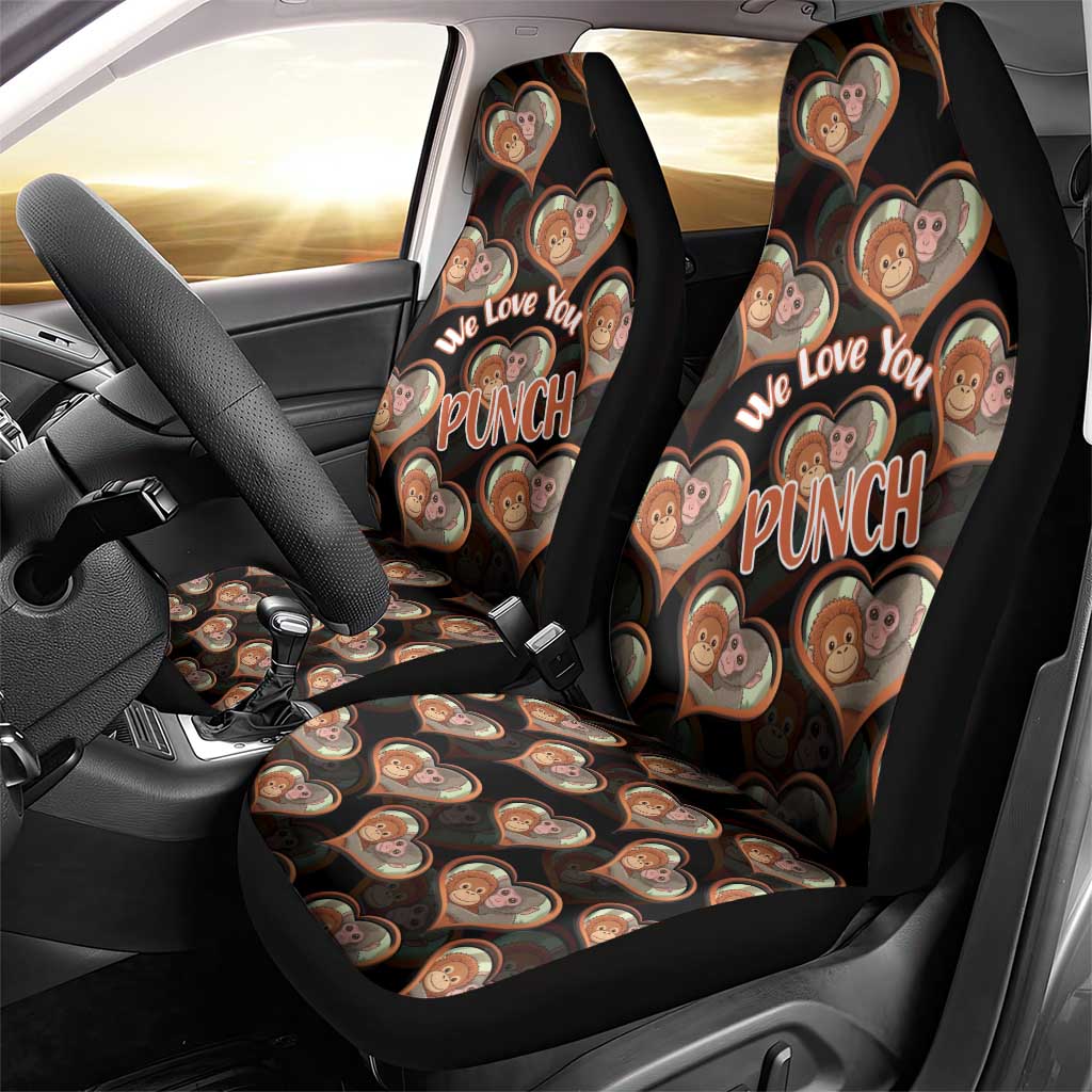 Punch The Monkey Car Seat Cover We Love You Seamless Heart Style Black
