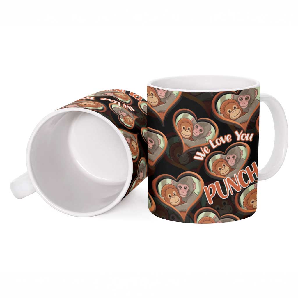 Punch The Monkey Ceramic Mug We Love You Seamless Heart Style Black