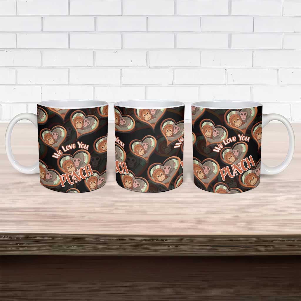 Punch The Monkey Ceramic Mug We Love You Seamless Heart Style Black