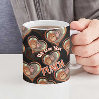 Punch The Monkey Ceramic Mug We Love You Seamless Heart Style Black