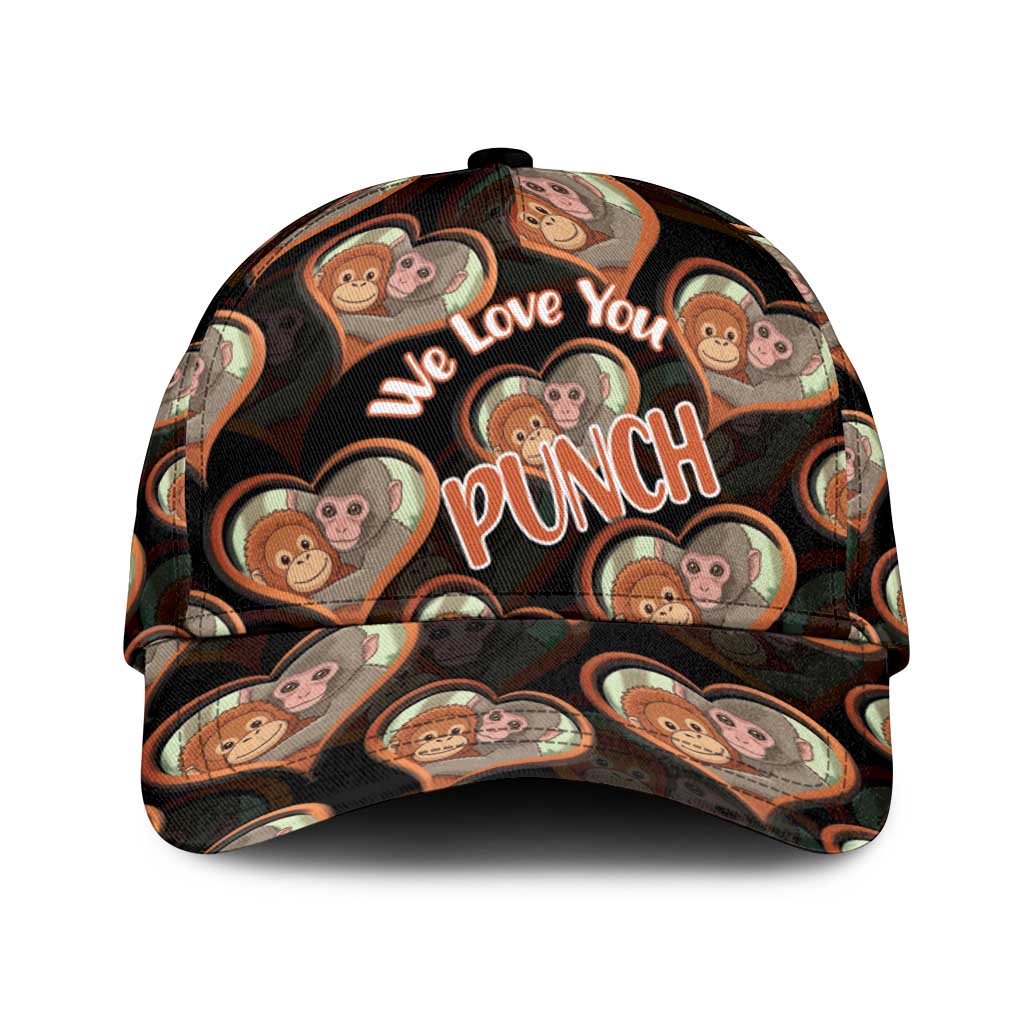 Punch The Monkey Classic Cap We Love You Seamless Heart Style Black