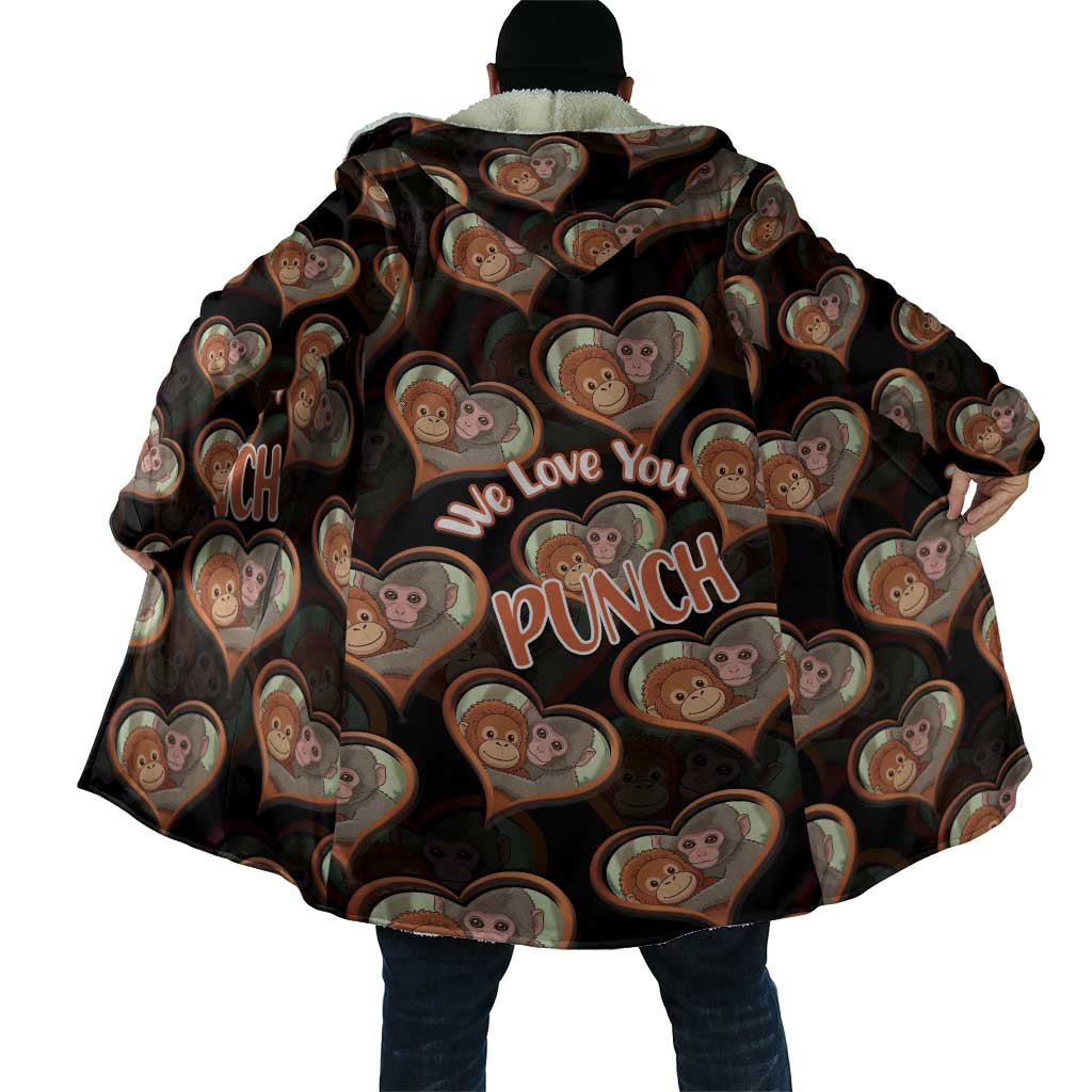 Punch The Monkey Cloak We Love You Seamless Heart Style Black