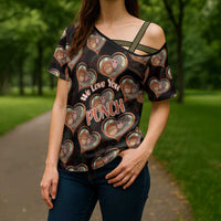 Punch The Monkey Cross Shoulder Shirt We Love You Seamless Heart Style Black