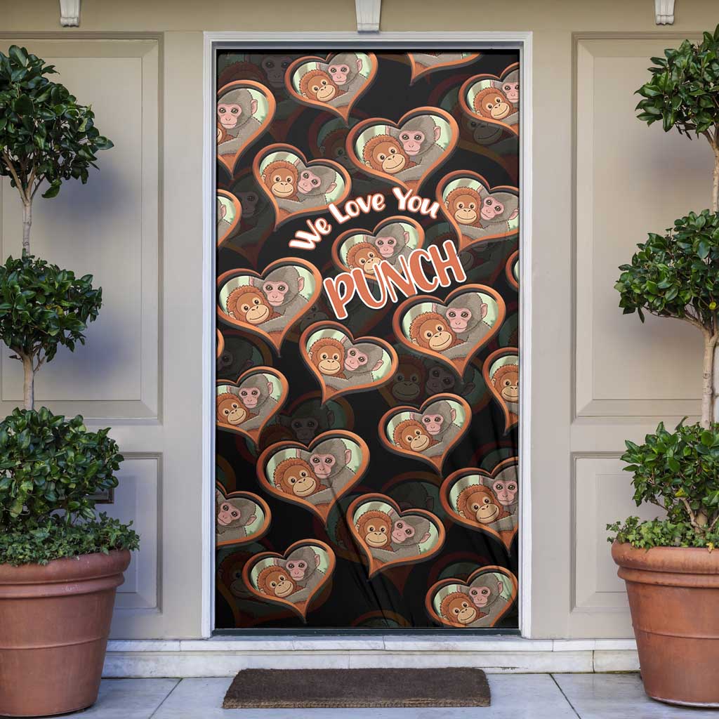 Punch The Monkey Door Cover We Love You Seamless Heart Style Black