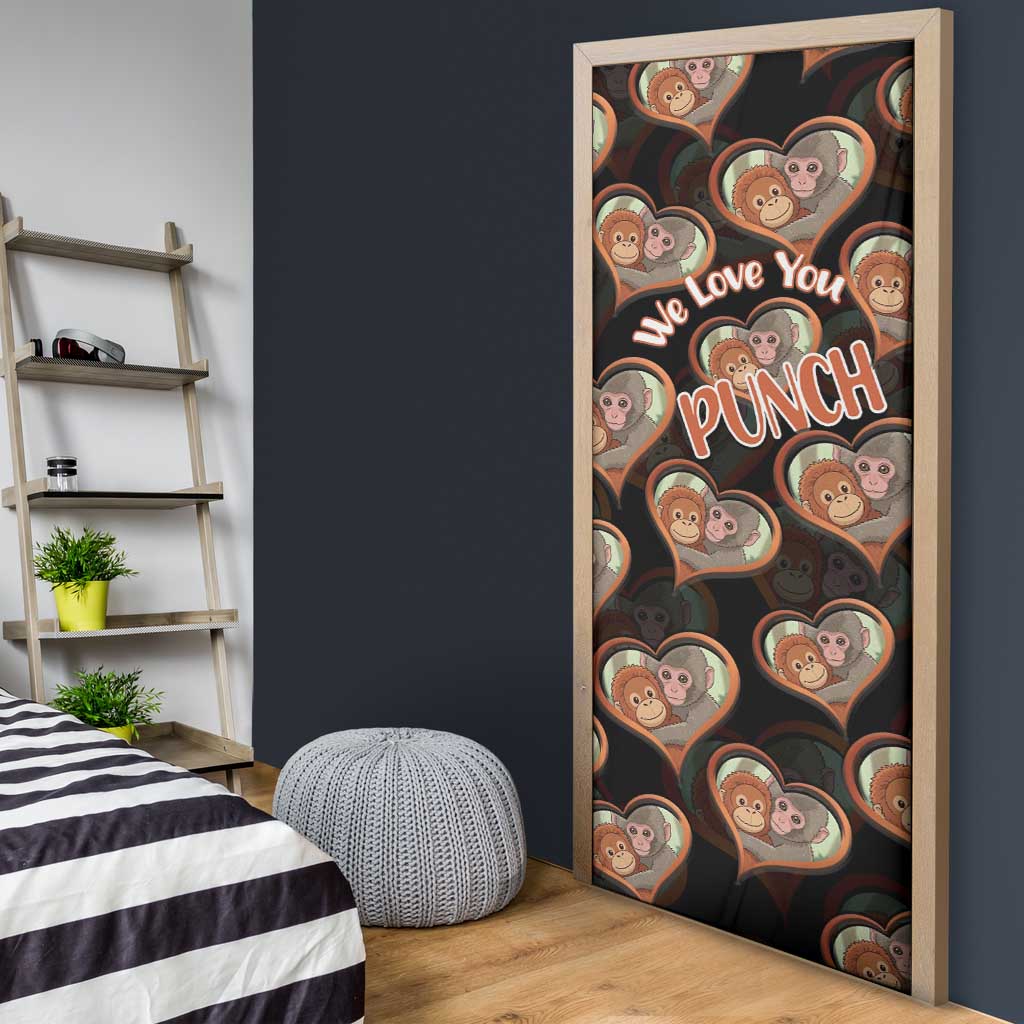 Punch The Monkey Door Cover We Love You Seamless Heart Style Black