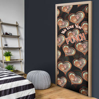 Punch The Monkey Door Cover We Love You Seamless Heart Style Black
