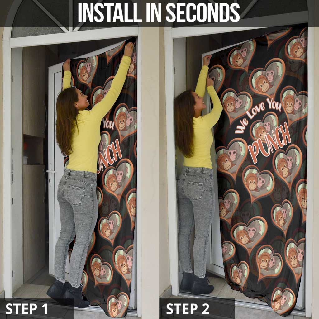 Punch The Monkey Door Cover We Love You Seamless Heart Style Black