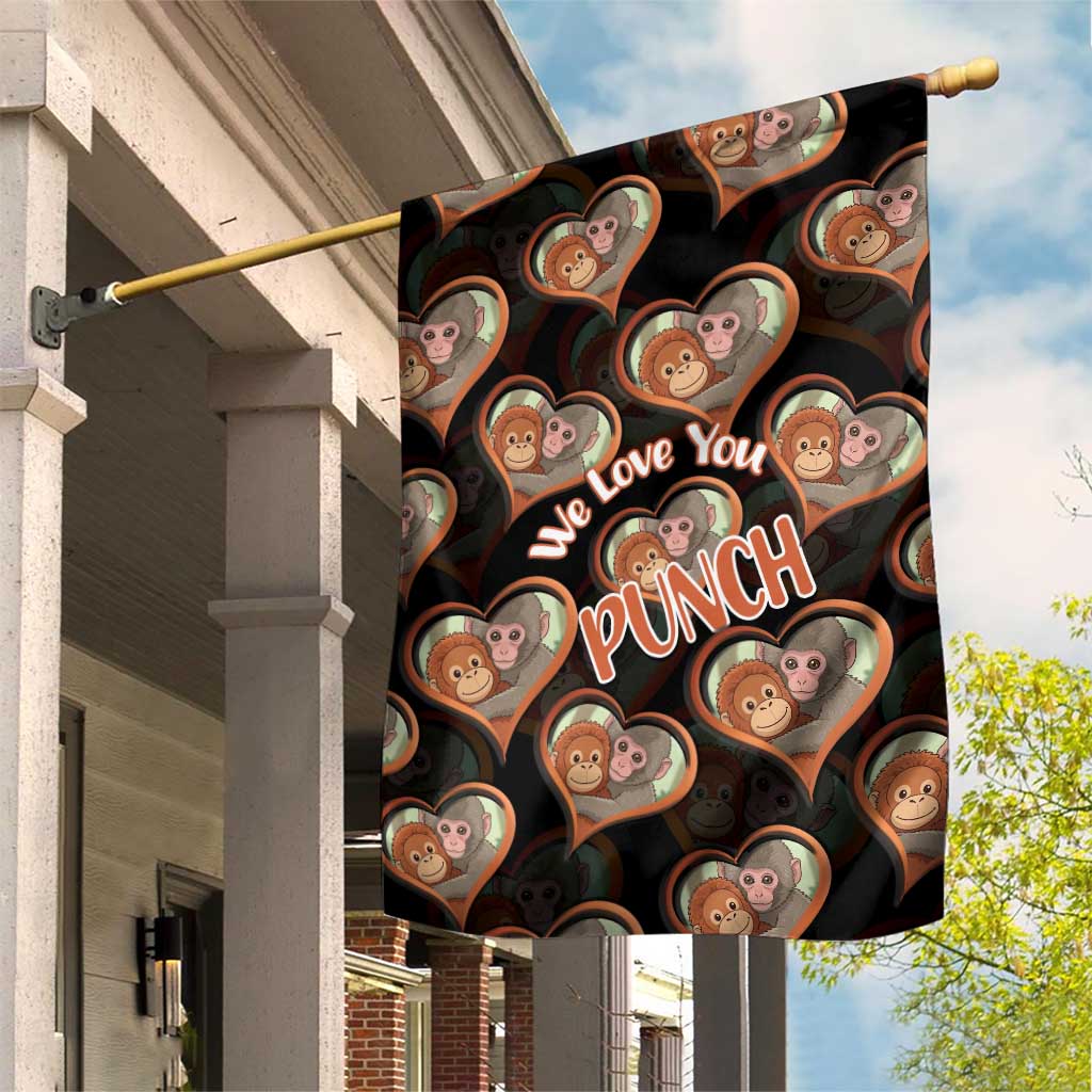 Punch The Monkey Garden Flag We Love You Seamless Heart Style Black